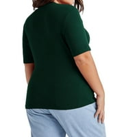 Ženske plus veličine T-majice casual obični okrugli vrat tamno zeleni 3xl