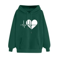 Grafičke dukseve PBNBP za žene Ležerne prilike EDD Heart Print Ženski komforan džemper uzorak srca ispisali