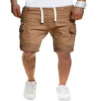 Beiwei muški baggy midini klik mini pantalone Solidne boje ruched kratke hlače Multi-džepna vježba