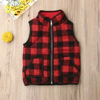 1-6Y Toddler Kids Baby Girl Boy Plaid Vest Oplaće sa zatvaračem COOT CAPETCOAT jakna jesen zimska odjeća