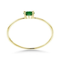 Gem Stone King 10k žuti zlatni zeleni simulirani smaragdni zaručni prsten za žene