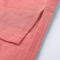 Modne žene Ležerne prilike Three Quarter rukav okrugli vrat Pamučni posteljina od tiskanih vrhova bluza