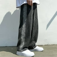 Hlače za muškarce Muška moda plus veličine Labavice Jeans Street široke noge pantalone casual crna m