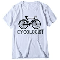 Majica za žene Čvrsta boja Biciklistički tiskani scoop vrat s kratkim rukavima