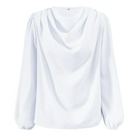 SKPBlutn ženske košulje Zimseni pasusni ugodni vrhovi bluza sruši se na vratu šifon labav majica V-izrez dugih rukava majica bijela l