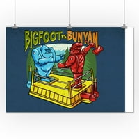 Bigfoot vs Bunyan - Plava pozadina - umjetničko djelo za novinare fenjera