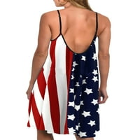 Seyurigaoka 4. jula Haljina za plažu za žene Američke zastava zvijezde Stripes Print bez rukava Line