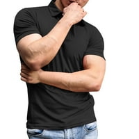 Muške majice Muškarci Ljetni povremeni kasutni izrez Čvrsti gumb Kratki rukav Tee majica Top Bluze