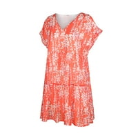 JPLZI V izrez za ispis letnje teče linijska haljina labava modna temperamenta dobra haljina