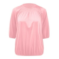 Ženska modna gornja majica za žene Tri četvrtine rukava meka kauzalna majica ženske vrhove ružičaste