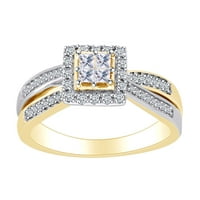 Carat okrugli bijeli prirodni dijamantski halo zaručnički prsten u 10K dva tona zlata - veličine-8