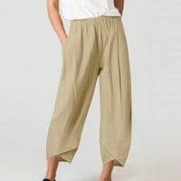 Dyegold plus veličine hlače za žene casual pantalone ravno vukodloška vuča elastična visoka struka labave