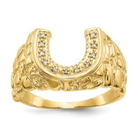 Čvrsta 14K žuta zlatna muška dijamantna ručica prstena
