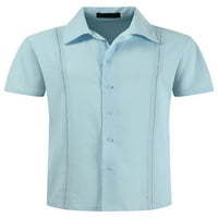 Glookwis Mens rever izrez T-majica Slim Fit Tee Hawaiian Casual majica kratki rukav Tipka za bluze Slatko