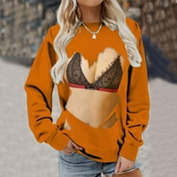 Smiješne dukseve za žene Trendy 3D novost od tiskane grafičke majice dugih rukava vrhova labave prevelike