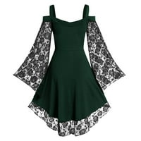 Ljetne haljine za žene čipke Halter a-line duljine koljena, dnevna haljina zelena xxxl