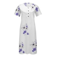 Žene Dužina gležnjada Dužina lakta Modna linija Cvjetna V-izrez ljetna haljina bijela XL