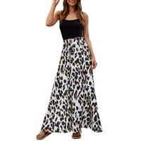 Miayilima Maxi haljine za žene Leopard Sling Crew Clore bez rukava s rukavima Duga haljina Ljetna plaža