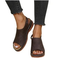 Sandale za žene - šuplje rimsko riba usta retro 0pen dnevno ženske sandale smeđe boje 5,5