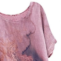 Yubatuo ženske vrhove Žena Vintage Pamuk-Blend O-izrez kratki rukav cvjetni print Top T-majice bluze