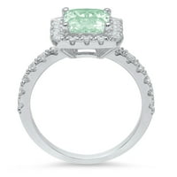3.4ct smaragdni rez zeleni simulirani dijamant 18k bijelo zlato Angažovanje halo prstena veličine 9,75