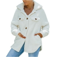 Ženski zimski kaputi - ovratnik na vratu Casual gumb s dugim rukavima, čvrsta ručica čvrsto, za jesen