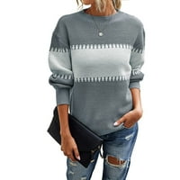 Esobo ženska boja blok pletena džemper s dugim rukavima Crewneck labavi gumper pulover vrhove