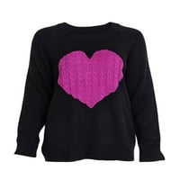 Aunavey ženski pulover džemperi s dugim rukavima Crewneck Slatko srce Pleteni džemper zaljubljeni Jumper