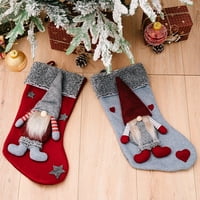 Božićne čarape za lutke za lice Dodajte toplu svečanu atmosferu za viseći poklon Xmas Decor Red