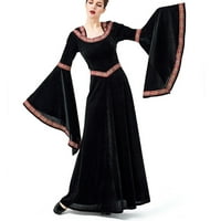 Jesenske haljine za žene s dugim rukavima Cosplay kostim vintage vještica dugih rukava maxi haljina