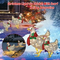 Dekor za odmor Light-up piletina sa šal božićni ukrasi Solarni pogon sa svjetlosnim LED-om Xmas na otvorenom