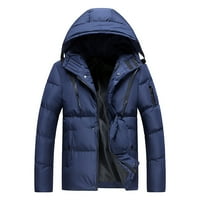 Tking modni muškarci zimska s kapuljačom Softshell za vjetrove i vodootporna jakna od meke jakne - plavi XXXXL