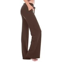Ženske joge hlače s džepovima ravno-noga labav komfej za crtanje elastičnog struka Lounge Pajama Hlače