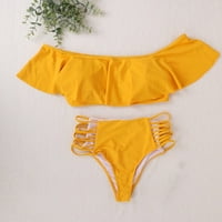 yubnlvae ženski kupaći kostim ruffled off rame uska čvrsta boja podijeljena kupaći kostimi kupaći kostim