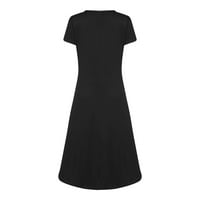 RBAOFUJIE ženske suknje crne suknje žensko o-vrat srednje struk suknje od pune boje kratkih rukava modne