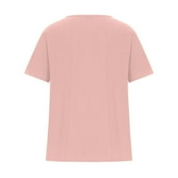 Smihono ženske modne tipke pamučne majice posteljine cvjetne grafike Ters Trendy ljetna odjeća posade
