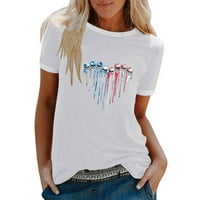 Lastesso Žene američke košulje za zastavu Kratki rukav Crewneck T-majice Sunflower bejball Love Heart