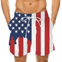 Muški kratke hlače Muškarci Dan neovisnosti Striped zastava Print Shorts Elastična struka Hlače na plaži