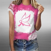 ylioge majice za dojke za žene jeseni modni ružičasti vrpca kratkih rukava grafički ties