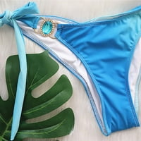 Ženski seksi gradijentni ispisani bikini set čipkasti halter trokutni kupaći kostim dva kupaća odijela Veine bočne ručne plaže plavo m