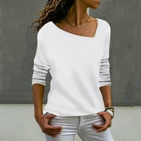 Vrhovi dugih rukava za žene Umitay ženska majica bluza Modni casual nepravilni V-izrez Solid Boja dugih