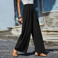 Zlekejiko ženski visoki struk casual solidne boje elastične struke labave hlače za noge
