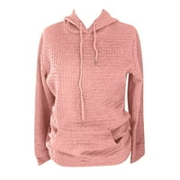 Outfmvch duksevi s dugim rukavima za žene Duksevi Lagani pulover Vrhovi Essentials Hoodie Pink L