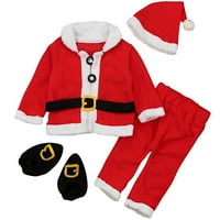 Maxcozy Unise Baby Fleece Topli Božić Santa Claus Pidžama Set, vrhovi + hlače + šešir 2- godine