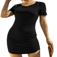Uerlsty Ženska kratka rukava Bodycon Mini T-majica haljina dame Slim Fit kratke haljine