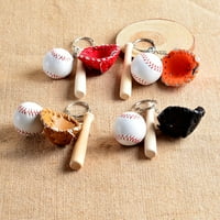 Besufy Lanac ključa Moderni nakit mini bejzbol bat bat rukavi set Fau kožna drva za drvo