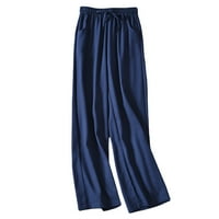 Puuawkoer džep elastična pantalona za prozračnu pamučne i posteljine pantne hlače Ženske casual pantalone