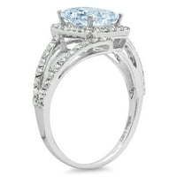2.1ct smaragdni rez plavi simulirani dijamant 14k Bijelo zlato ugraviranje izjava svadbeni godišnjica