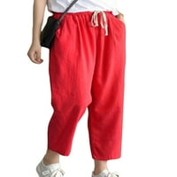 GRIANLOOK DAMIES Retro vučne pantalone elastične struke pamučne posteljine harem hlače Loungewear Ljeto