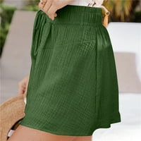 Ženska klirenca modna puna boja casual široka noga labava kratke hlače za hlače zelena 18
